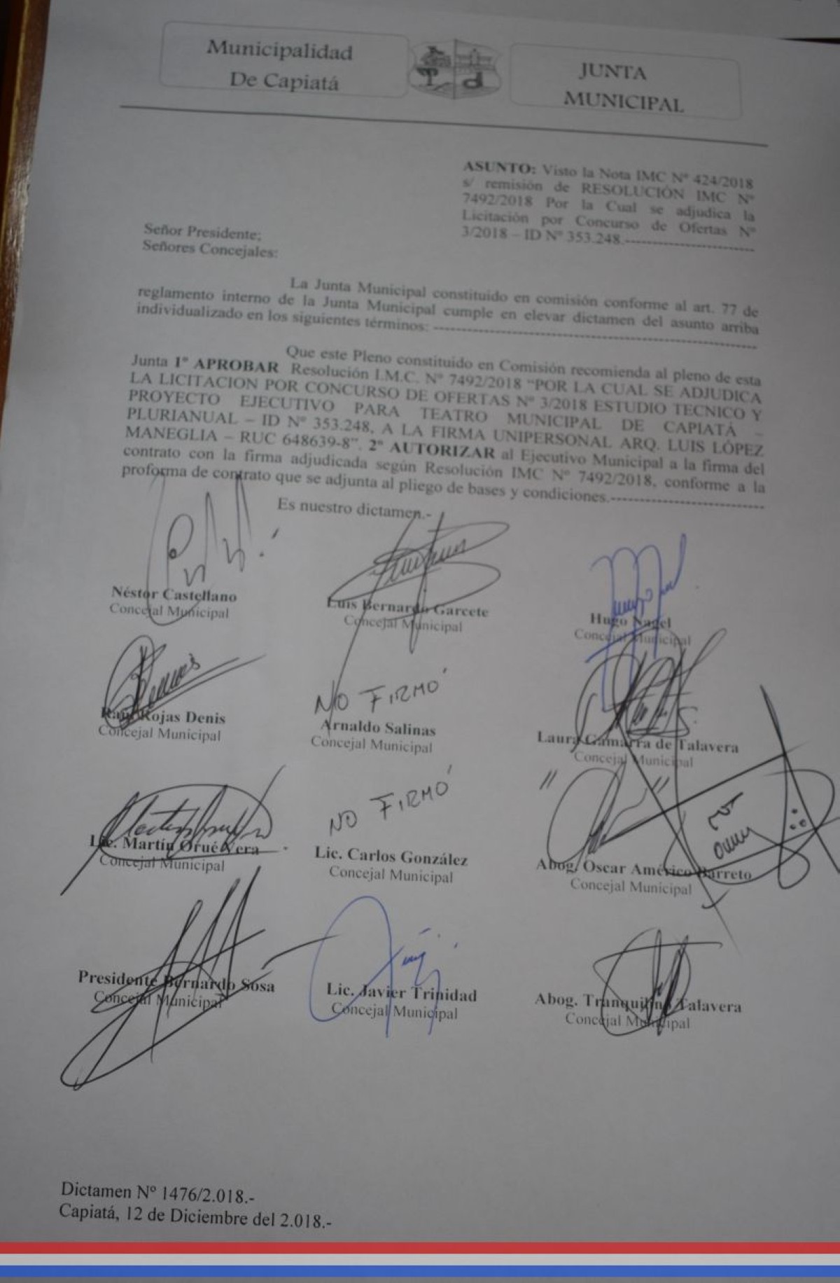 Foto 11 de Aprobaron la adjudicación del “Estudio Técnico y Proyecto Ejecutivo para Teatro Municipal de Capiatá – Plurianual”