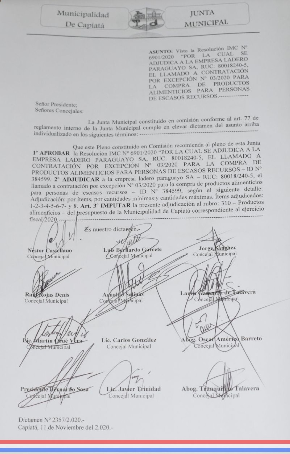 Foto 12 de Aprobaron adjudicación para la compra de productos alimenticios para personas de escasos recursos