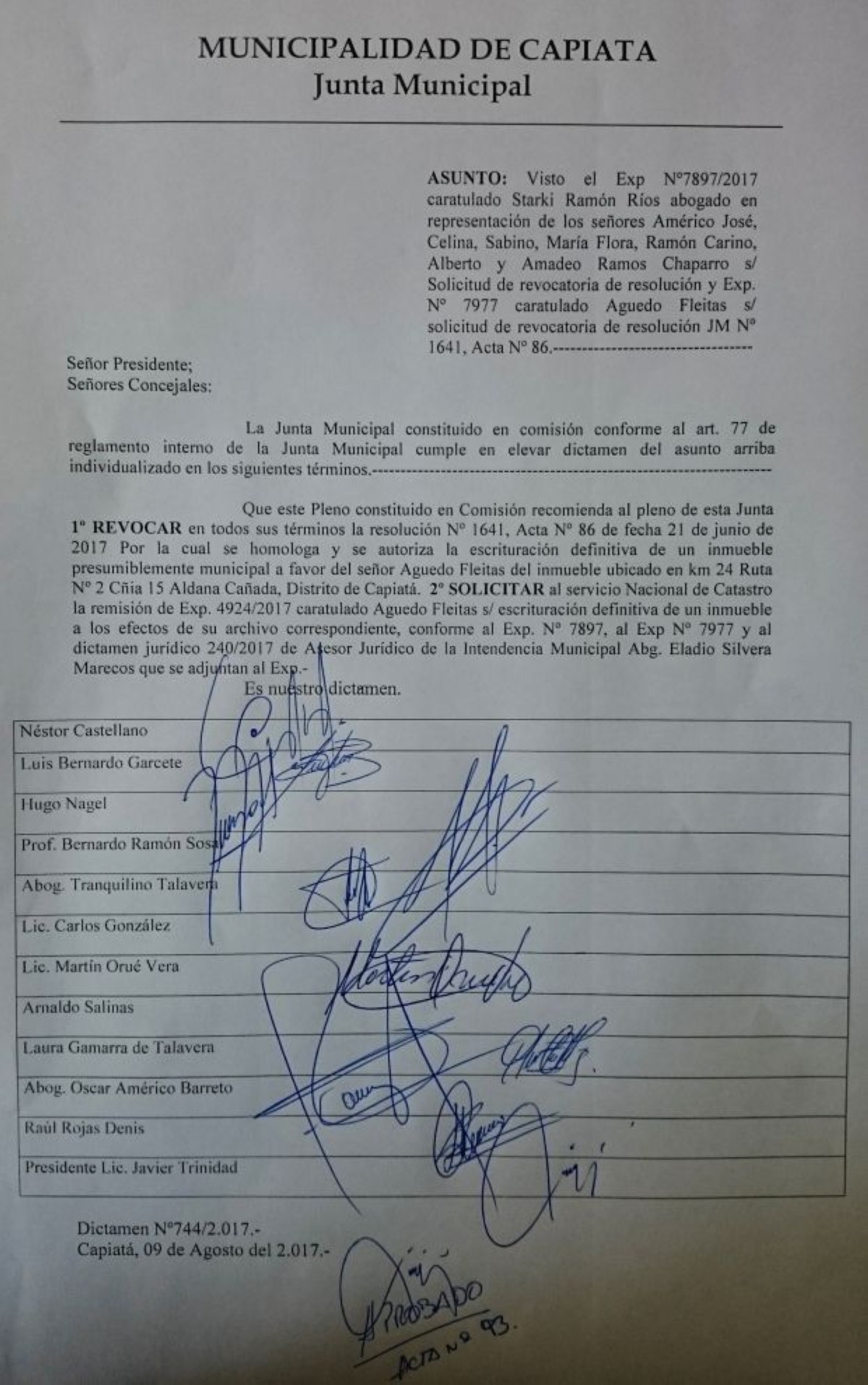 Foto 3 de Revocan Resolución “Por la cual se homologa y se autoriza la escrituración definitiva de un inmueble”