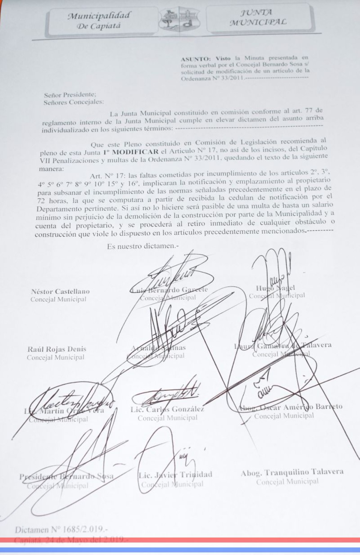 Foto 16 de Modifican el Art. 17 de la Ordenanza "Por la que se reglamenta la construcción y uso de veredas dentro del distrito de Capiatá"