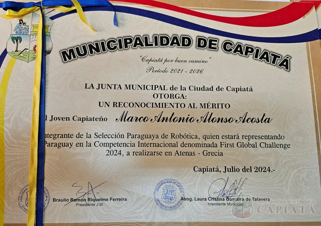 Foto 24 de Reconocimiento al Mérito a jóvenes capiateños que integran la Selección Paraguaya de Robótica