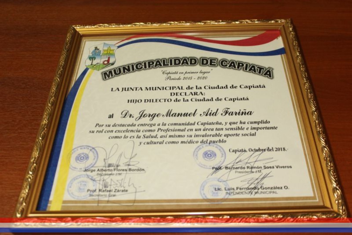 Foto 2 de Emotiva recordación al Dr. Jorge Manuel Aid Fariña (+), Hijo Dilecto de la Ciudad de Capiatá