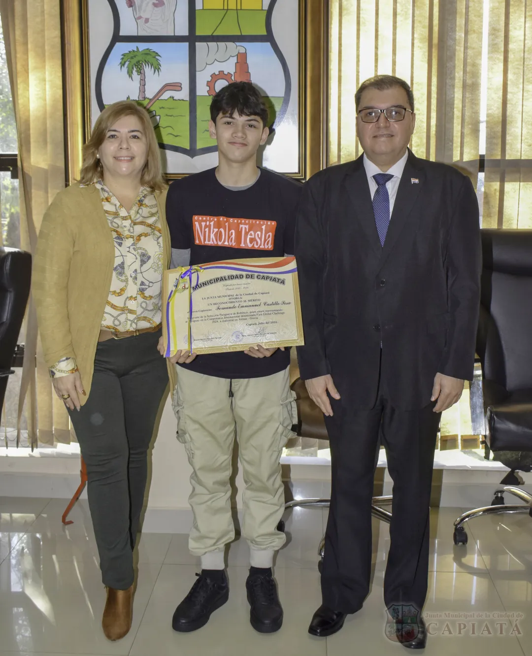 Foto 4 de Reconocimiento al Mérito a jóvenes capiateños que integran la Selección Paraguaya de Robótica