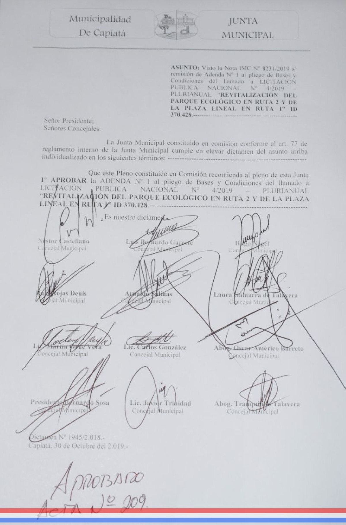 Foto 7 de Aprueban adenda al pliego de bases y condiciones del llamado a Licitación "Revitalización del Parque Ecológico en ruta 2 y de la Plaza Lineal en ruta 1"