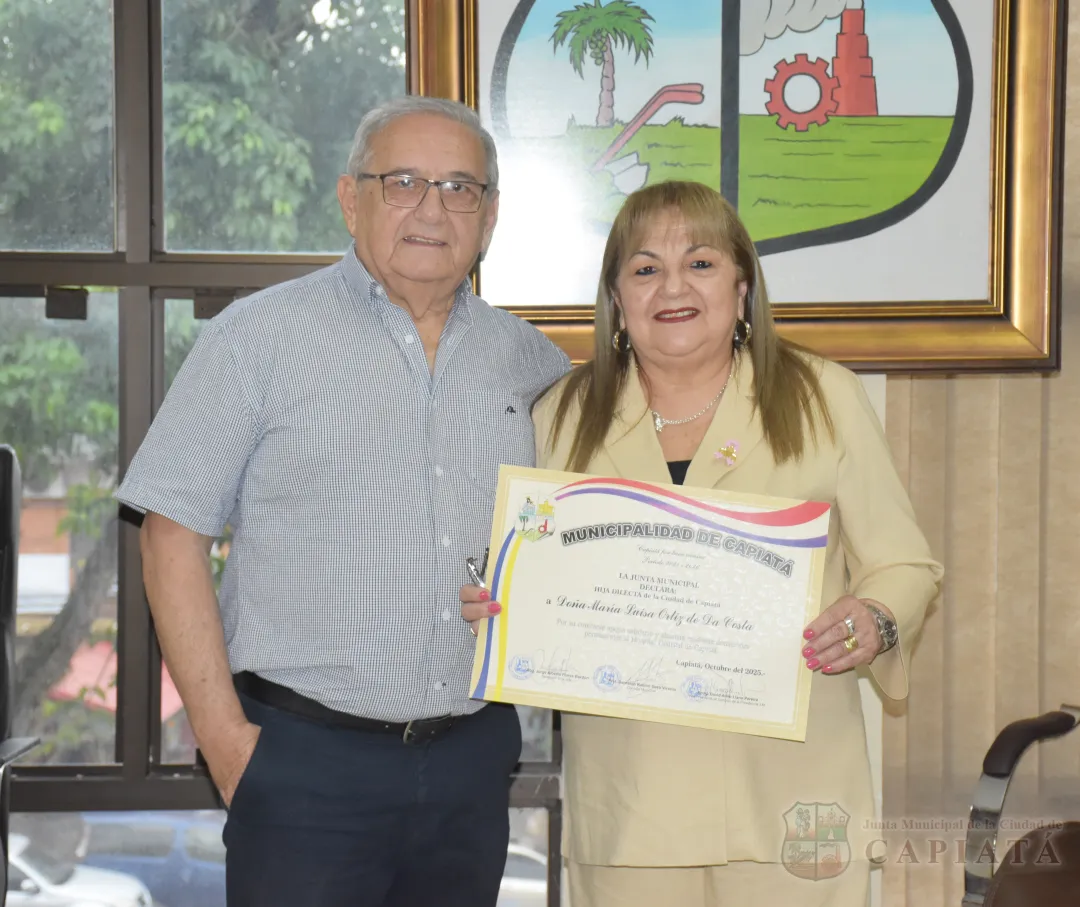 Foto 2 de Doña María Luisa Ortiz de Da Costa es reconocida como “Hija Dilecta de la ciudad de Capiatá