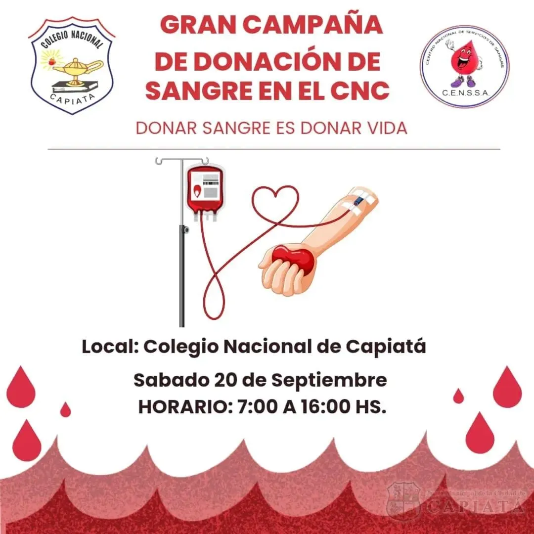 Declaran de Interés Distrital el evento “Donar Sangre es Salvar vidas”, organizado por el Colegio Nacional de Capiatá