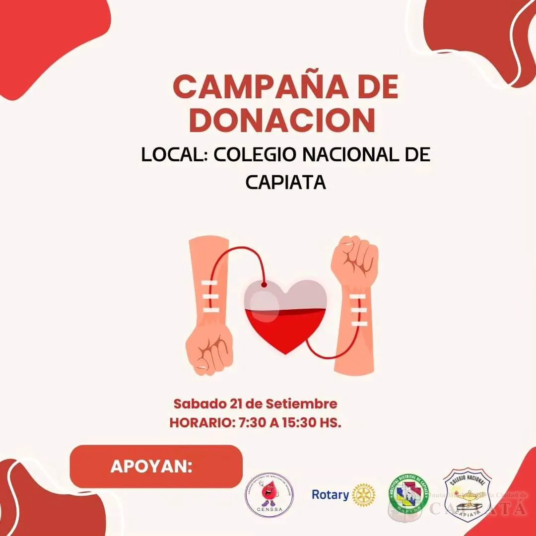 Declaran de Interés Distrital la campaña de Donación de Sangre, organizada por el CNC, a realizarse el sábado 21 de setiembre en el local de la institución
